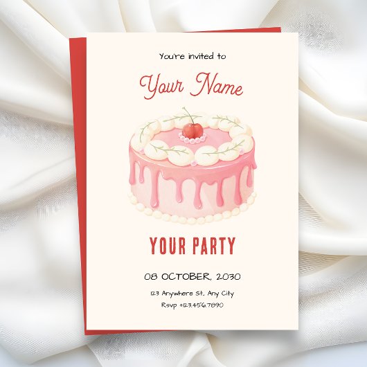 Invitation Joli gâteau cerise
