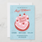 Invitation Joli gâteau cœur enterrement de vie de jeune fille (Devant)