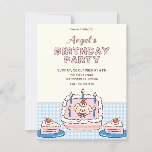 Invitation Joli gâteau d'anniversaire  (Devant)