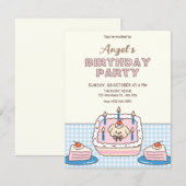 Invitation Joli gâteau d'anniversaire  (Devant / Derrière)