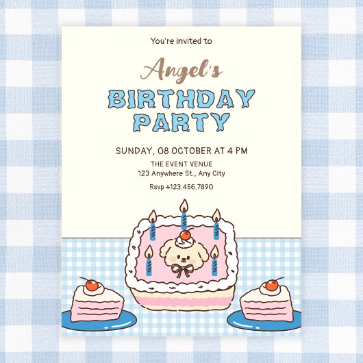 Invitation Joli gâteau d'anniversaire