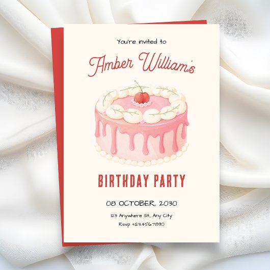Invitation Joli gâteau d'anniversaire 