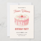 Invitation Joli gâteau d'anniversaire  (Devant)