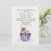 Invitation Joli gâteau mauve, Fête de l'mariée (Debout devant)