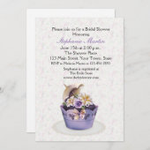 Invitation Joli gâteau mauve, Fête de l'mariée (Devant / Derrière)