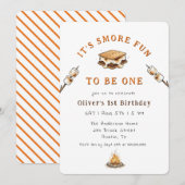 Invitation Joli gâteau S'mores pour 1er anniversaire (Devant / Derrière)