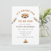 Invitation Joli gâteau S'mores pour 1er anniversaire (Debout devant)