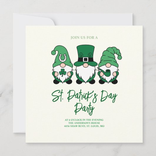Invitation Joli gnome de la Saint-Patrick (Devant)