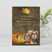 Invitation Joli Golden Thanksgiving Turkey Boy's 1st Birthday (Debout devant)