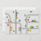 Invitation Joli Grey Urban Traffic Boys Anniversaire Invitati (Dos)