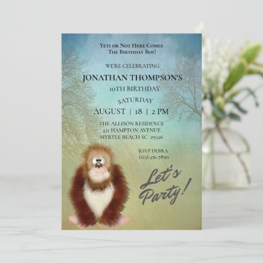 Invitation Joli Gros Pied / Sasquatch Anniversaire Fête Invit (Debout devant)