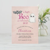 Invitation Joli Halloween Fantôme rose fille Baby shower (Debout devant)