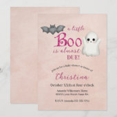 Invitation Joli Halloween Fantôme rose fille Baby shower (Devant / Derrière)
