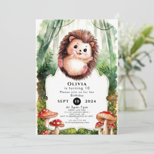 Invitation Joli Hérisson coloré Anniversaire (Debout devant)