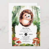 Invitation Joli Hérisson coloré Anniversaire (Devant / Derrière)