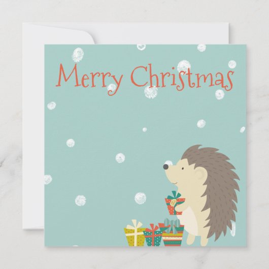 Invitation Joli hérisson | Fête virtuelle de Noël (Dos)