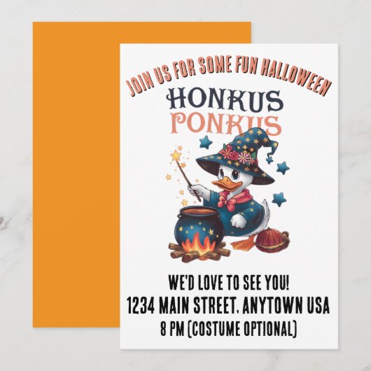 Invitation Joli Honkus Ponkus Halloween (Devant / Derrière)