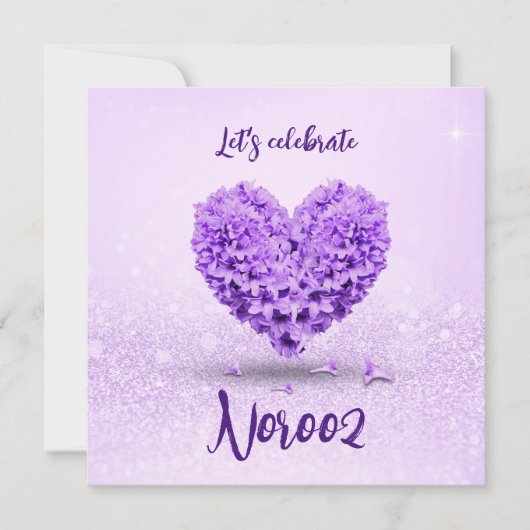 Invitation Joli Hyacinthe violet Happy Norooz Heart Bouquet (Devant)