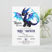 Invitation Joli Imaginaire Dragon Baby shower garçon (Debout devant)