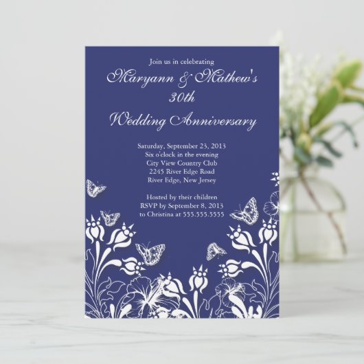 Invitation Joli jardin de mariage papillon d'anniversaire (Debout devant)