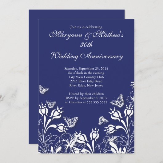 Invitation Joli jardin de mariage papillon d'anniversaire (Devant / Derrière)