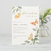 Invitation Joli Jardin Feuillage Papillons Couples Douche (Debout devant)