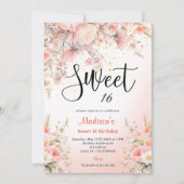 Invitation Joli Jardin Fleur sauvage Aquarelle Sweet 16 (Devant)