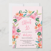 Invitation Joli jardin fleuri aquarelle arche Sweet 16 (Devant)