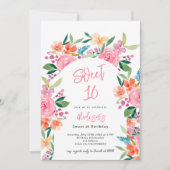 Invitation Joli jardin fleuri aquarelle arche Sweet 16 (Devant)