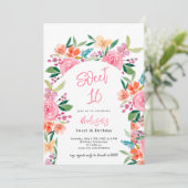 Invitation Joli jardin fleuri aquarelle arche Sweet 16 (Debout devant)