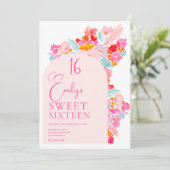 Invitation Joli jardin floral rose vif doux 16 (Debout devant)