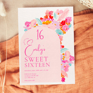 Invitation Joli jardin floral rose vif doux 16