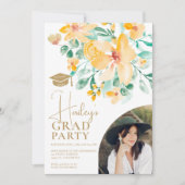 Invitation Joli jardin jaune vert fleuri graduation (Devant)