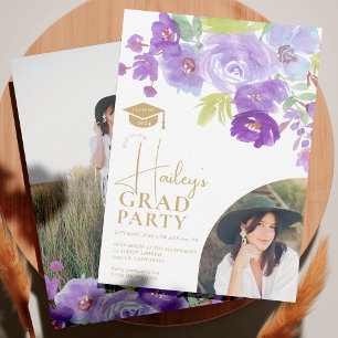 Invitation Joli jardin lavande violet lave graduation florale
