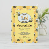 Invitation Joli Jaune Jaune Bumblebee rayé Anniversaire (Debout devant)