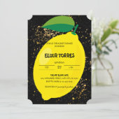 Invitation Joli Jaune Lemon Gold Parties scintillant Baby sho (Debout devant)