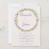 Invitation Joli Jaune violet Fleur sauvage Mariage de couronn (Devant)
