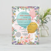 Invitation Joli joli Ballons d'aquarelle baby shower de la fl (Debout devant)