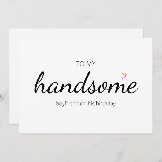 Invitation joli joli coeur de petit ami d'anniversaire heureu (Devant / Derrière)