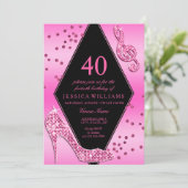 Invitation Joli joli rose élégant 40e anniversaire (Debout devant)