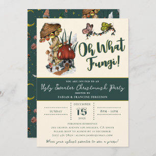 Invitation Joli Joyeux Champignons Vert Vilain Sweet Noël
