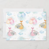Invitation Joli Jumeaux Garçon Fille Eléphant Baby shower Spr (Dos)