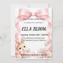 Joli Lapin à Ruban Rose Coquette pour 1er Annivers
