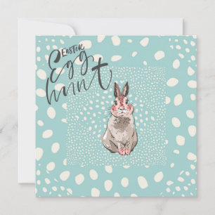 Invitation Joli lapin avec Spots Chasse aux Oeufs de Pâques