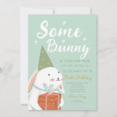 Invitation Joli lapin blanc Un lapin devient un Anniversaire (Devant)