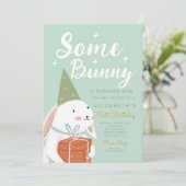 Invitation Joli lapin blanc Un lapin devient un Anniversaire (Debout devant)