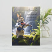 Invitation Joli lapin Brown Jouer du violon par cascade (Debout devant)