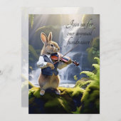 Invitation Joli lapin Brown Jouer du violon par cascade (Devant / Derrière)