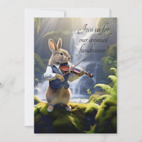 Joli lapin Brown Jouer du violon par cascade