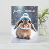 Invitation Joli lapin dans un Casquette Bobble Own ART Noël (Debout devant)